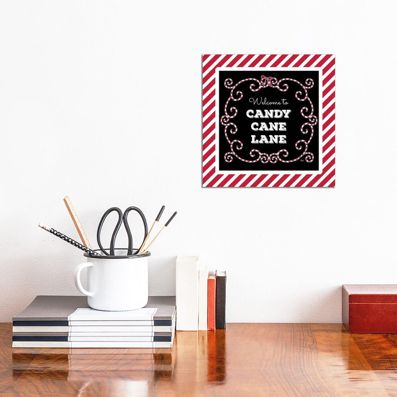 Welcome To Candy Cane Lane by Andi Metz - Wrapped Canvas Print, 30.48 cm H x 30.48 cm W