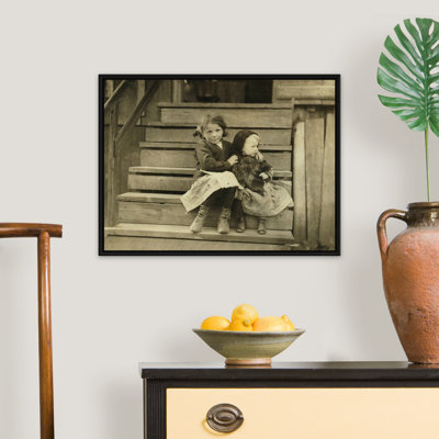 " Portrait of Young Girl Taking Care of Baby Sister " Color Photography Print