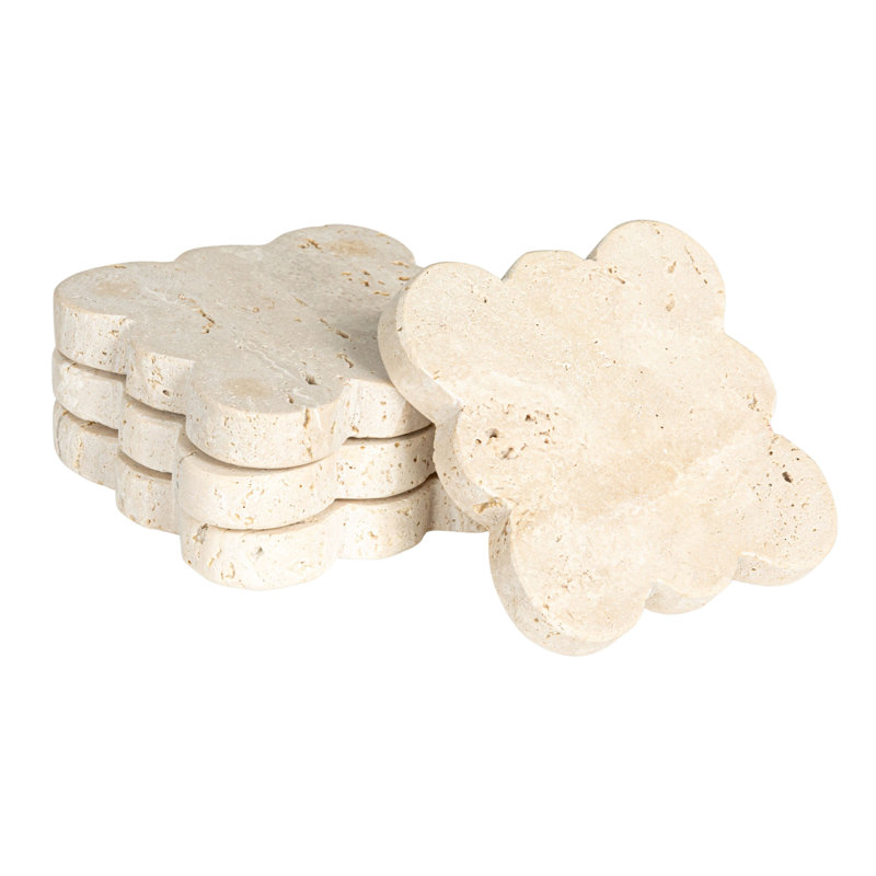Tuscan Elegance Travertine Coaster Set