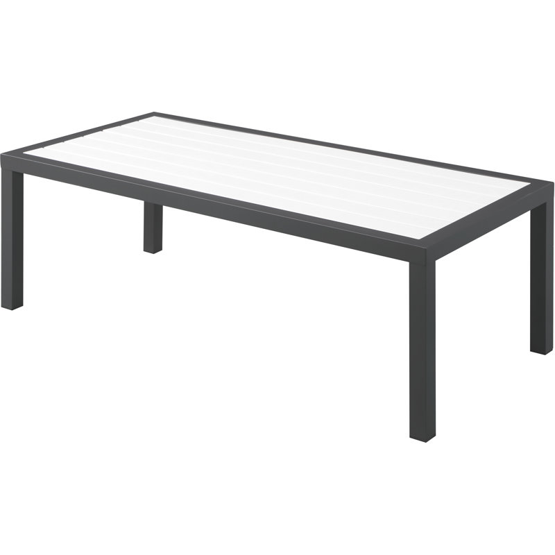 Vernola Rectangular Wood Metal Outdoor Coffee Table , 48'' in. W 22'' in. D, White/Black
