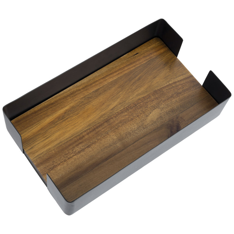 Metal and Solid Wood Flat Napkin Holder