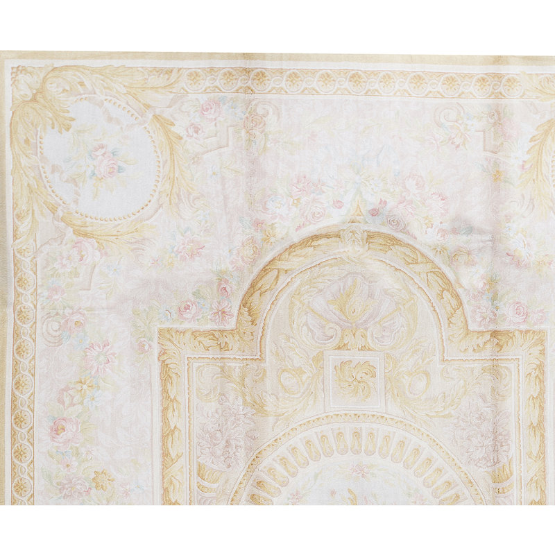 Hand-Knotted High-Quality Beige and Gold Area Rug