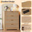 Commode haute pour chambre à coucher, commode en bois avec accents en rotin-117530746