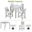 Table 5 pièces à hauteur de comptoir avec structure carrée et 4 chaises rembourrées en gris argenté