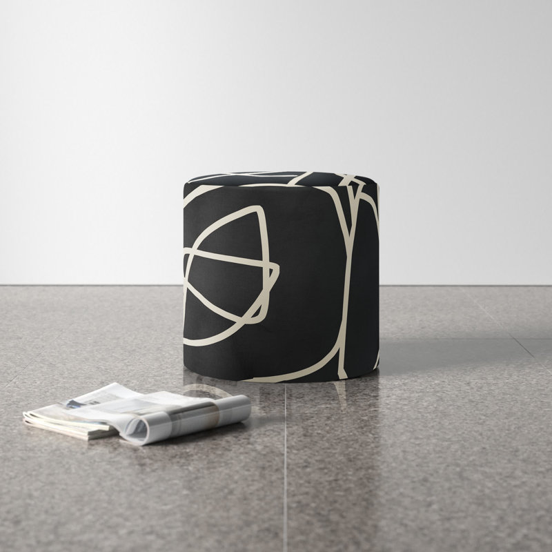 Orlando Upholstered Ottoman, Mona Abstract Black