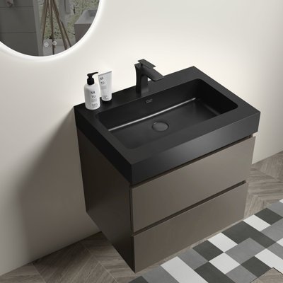 24" Sink Vanity Bathroom Gray - Contemporary Allure, Ample Storage Capacity, Silent Operation, Beveled Feature And Chic, Abundant Space, Performance, Touch