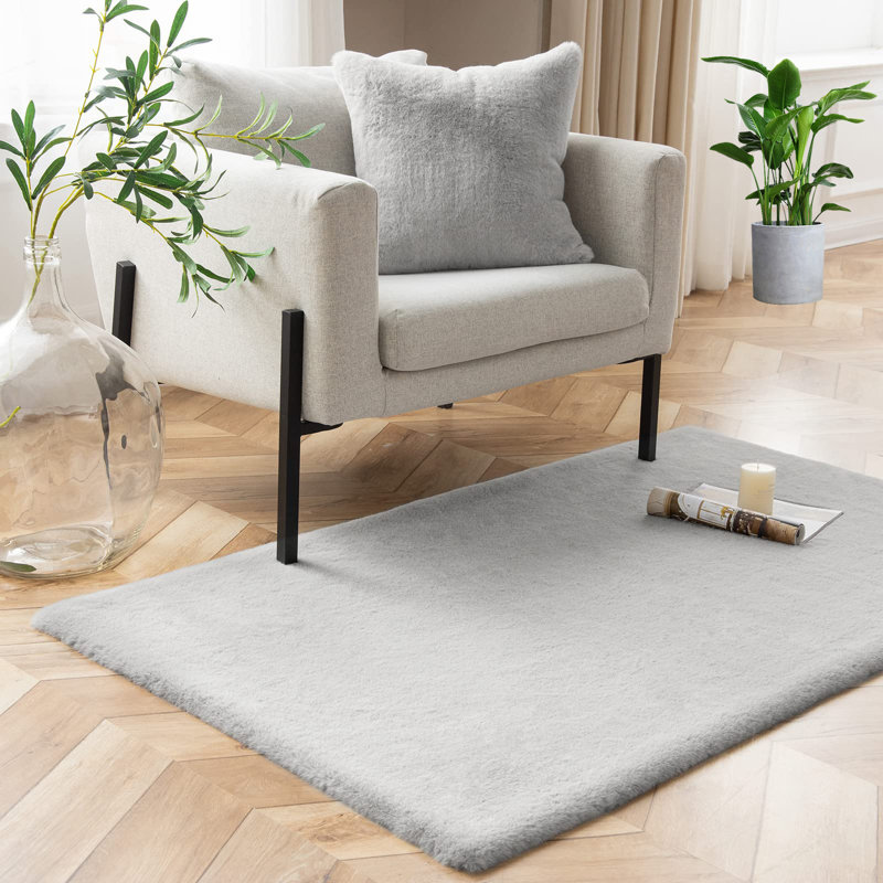 Tapis d'intérieur gris en polypropylène tissé à la machine Darel, Rectangle 2 pi x 3 pi