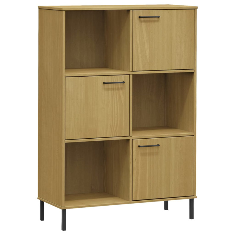 Aatifa 128.5cm H x 90cm W Solid Wood Cube Bookcase, Brown