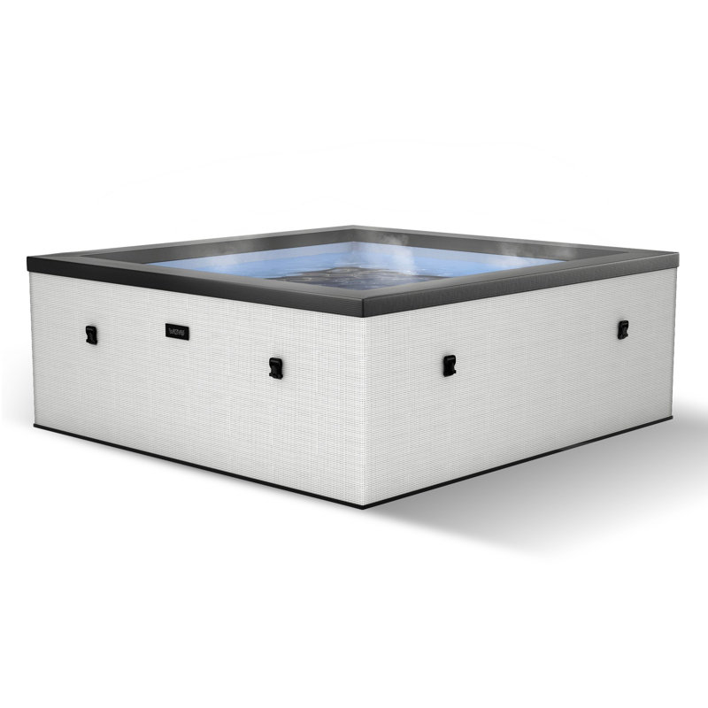 Wave Garda | 4-Person Eco Foam Hot Tub | Square | Wi-Fi Integrated Heater, Pebble White