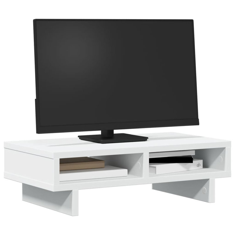 Balzarotti Manufactured Wood Monitor Stand, 15cm H x 50cm W x 27cm D, White