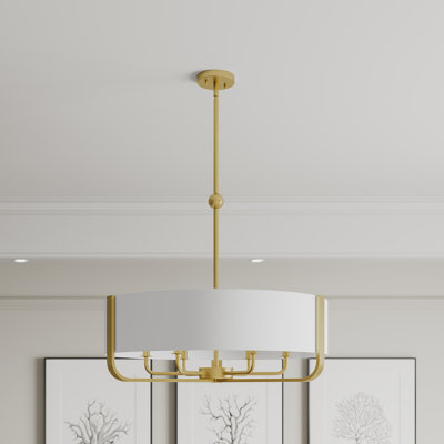 Fritzi Brushed Gold 6-Light Drum Chandelier with Fabric Shade