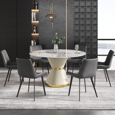 Modern Round White Pedestal Dining Table
