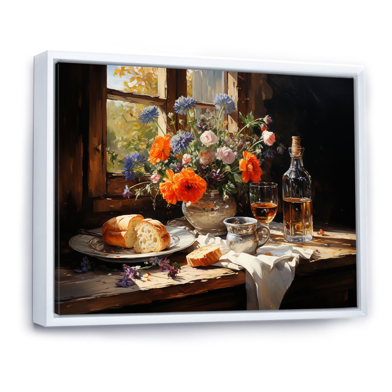 Banquet rustique en France, Cadre flottant blanc, H 24 po x l 32 po x P 1 po