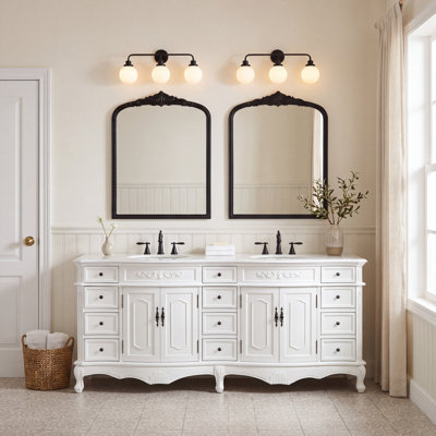 Meuble-lavabo double 84 po blanc antique