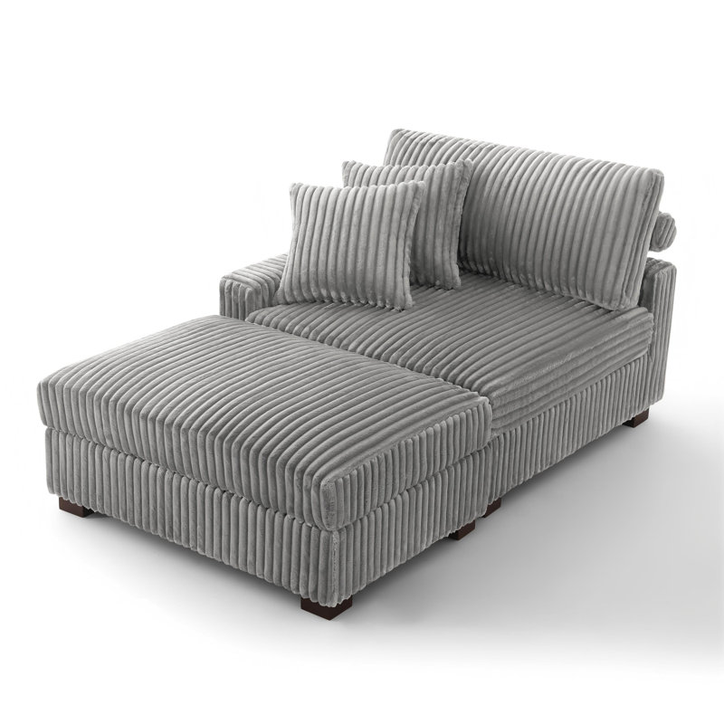 Upholstered Chaise Lounge, Left Hand Facing, Light Grey