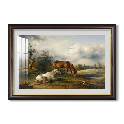 Deux chevaux au pré, vers 1825 - Friedrich Gauermann - Estampe encadrée sur mesure