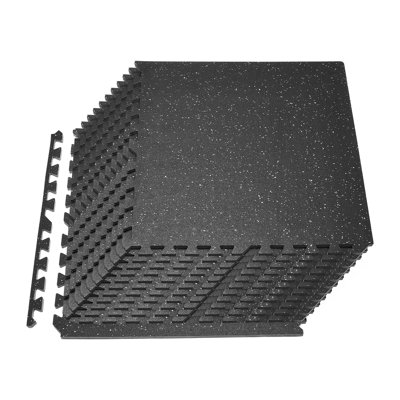 Tapis d'exercice pour casse-tête, tapis pour équipement de remise en forme, 24 x 24 x 0,56 po, ensemble de tapis en mousse EVA haute densité, tuiles souples en caoutchouc emboîtables, rembourrage de sol protecteur à pois blancs pour le bureau de gym à domicile