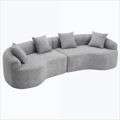 Sectional Sofas | Modern Curved Modular 110" Sleeper Sofa | 800 lbs Capacity For Small Apartments | Grey | Standard