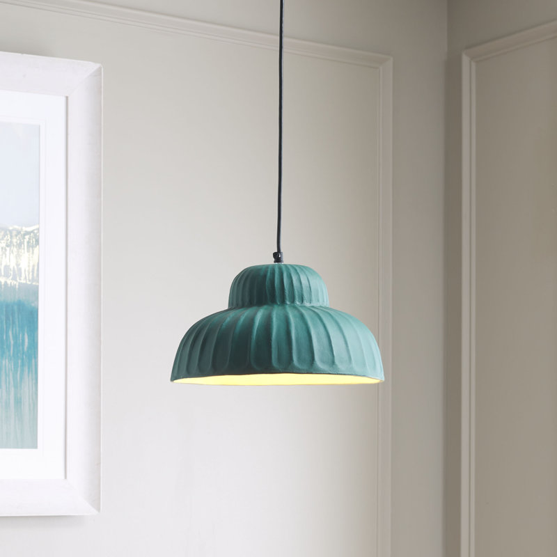 Luminaire suspendu en forme de dôme vert à 1 lumière DEL