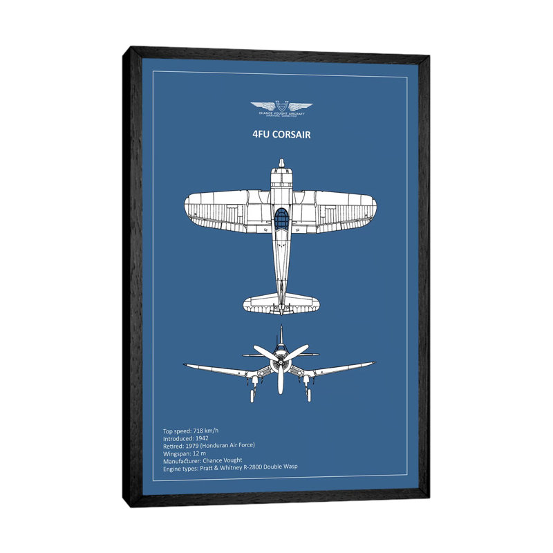 BP CV F4U-Corsair by Mark Rogan - Print on Canvas, 101.6 cm H x 66.04 cm W, Black Framed