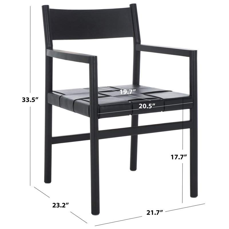 Devnie Leather Upholstered Arm Chair, Black, Black