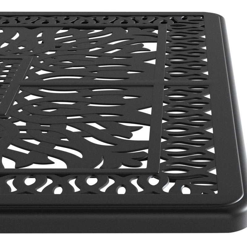 Outdoor Aluminum Dining Table - Black, Rectangular, Umbrella Hole, Space Saving, 6 Cast , With Wide