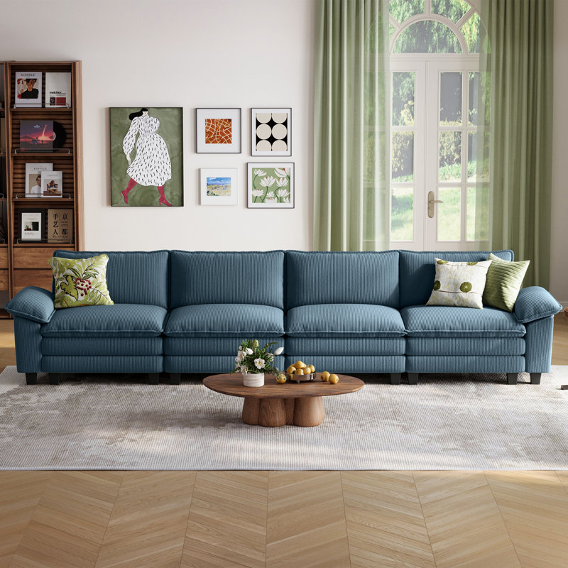 Canapé modulaire rembourré 157,5 po Colbey, 34.64'' H x 157.48'' W x 34.64'' D, Marine