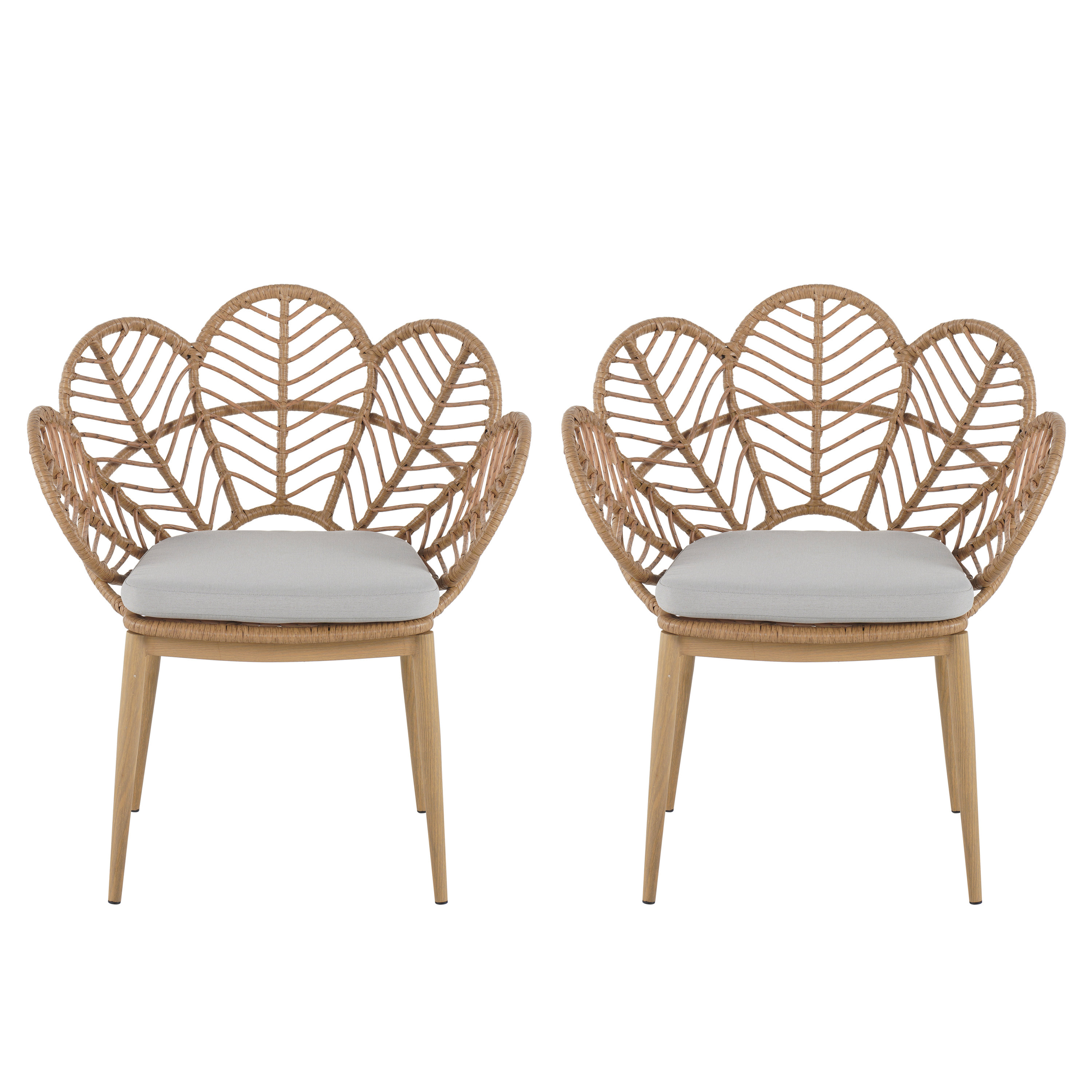 Bayou Breeze Otis Patio PE Rattan Dining Chairs With Removable Cushions ...