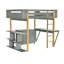 Lit mezzanine en bois avec armoire de rangement intégrée et cubes, bureau pliable-1156843145-1156843146