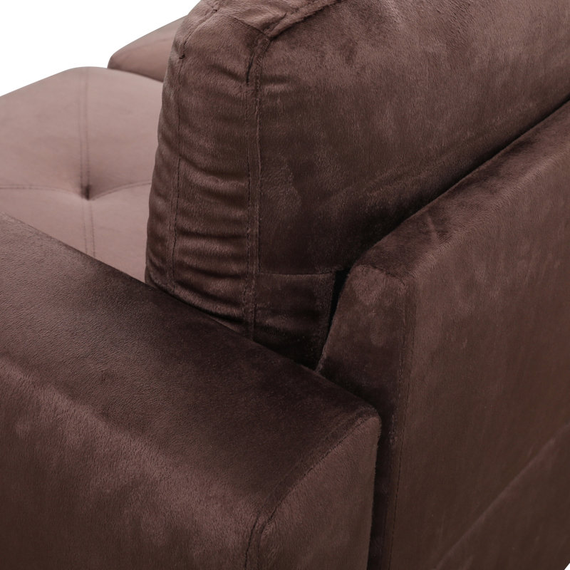 Manol 3 - Piece L- Shaped Upholstered Living Room Sectional Sofa, Left Hand Facing, Brown Microfiber/Microsuede