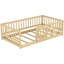 Lit simple pour lit de style avec 7 lattes en contreplaqué, clôture et porte, bois de pin, facile à assembler, capacité de 250 lb, pin amovible de haute qualité en chêne naturel, clôture de 21,5 po, poids-559866373-559866368
