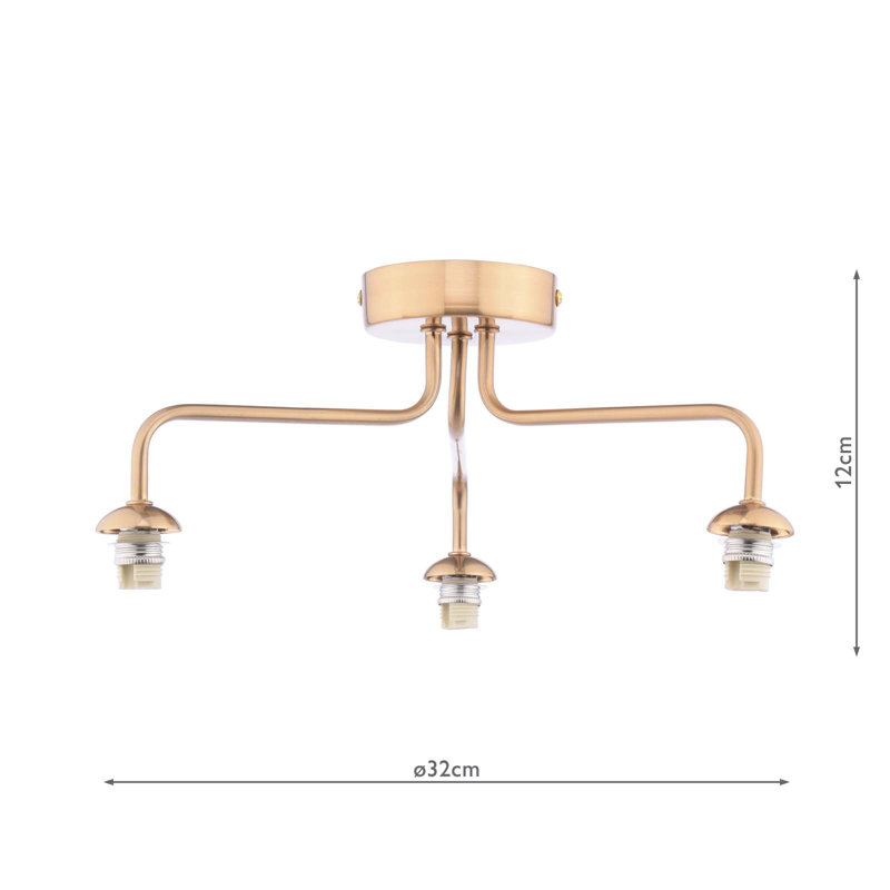 FEYA 3LT SEMI FLUSH FRAME ONLY, Antique Bronze