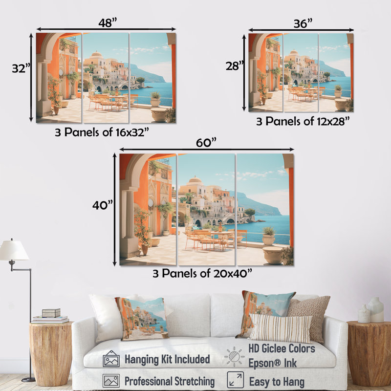 Roseville - ensemble d'art mural plage, Toile tendue, H 32 po x l 48 po x P 1 po