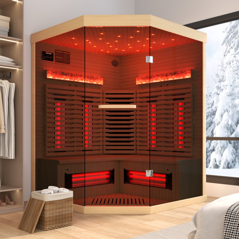 Erommy 2-3 Person Indoor Bluetooth Compatible Far Infrared Sauna In Hemlock