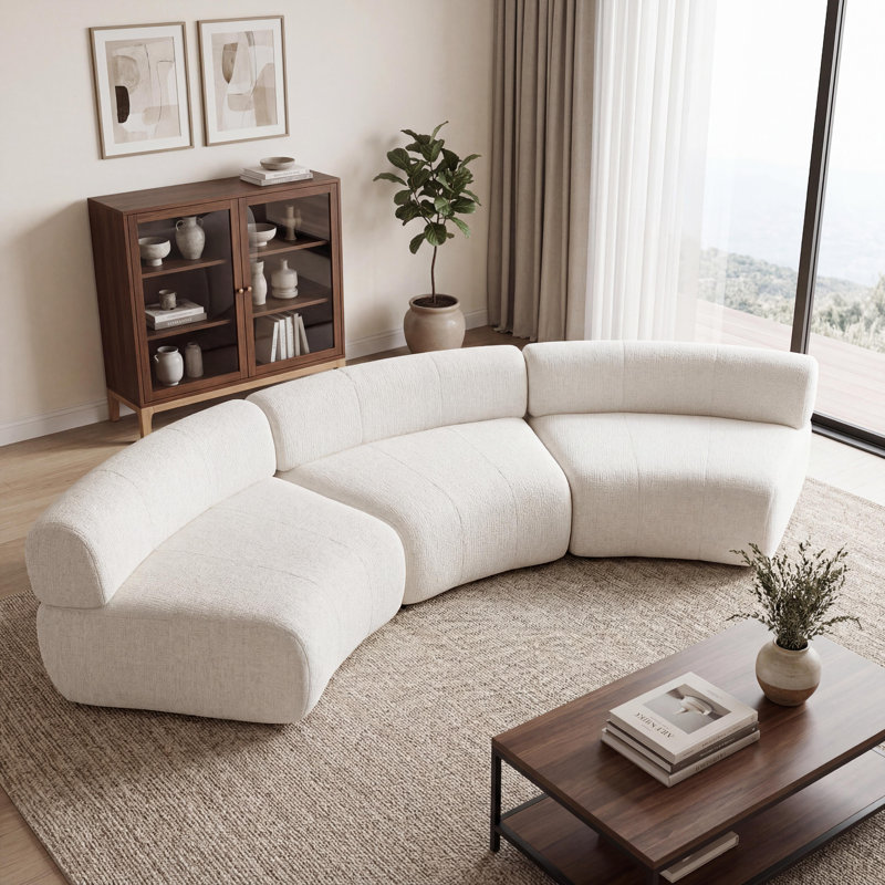 Canapé modulaire courbé 118,5 po Arcelle, Beige
