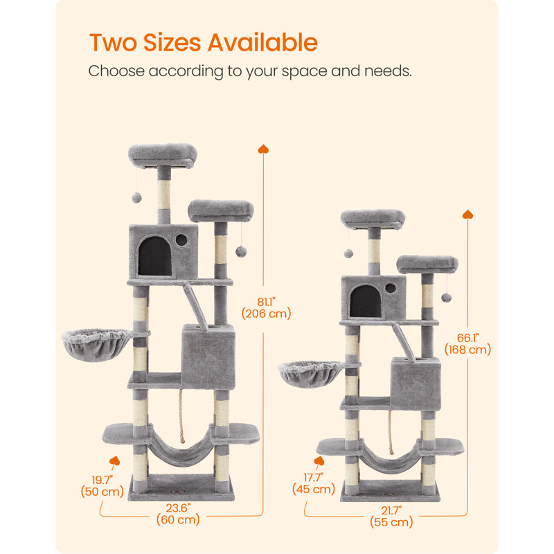 165cm H Cat Tree, Light Grey
