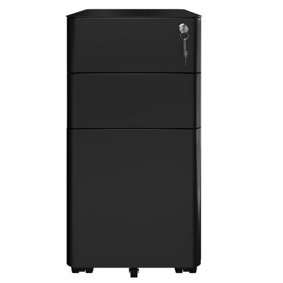 30cm Wide 3 -Drawer Mobile Steel File Cabinet