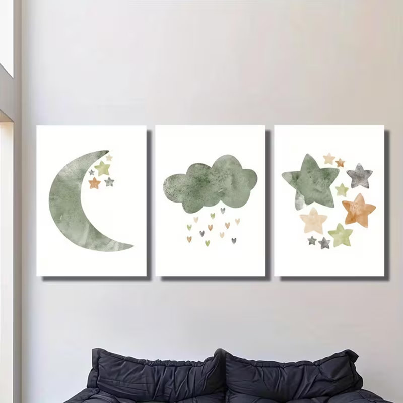 3 Piece Wrapped Canvas Print, 40 cm H x 90 cm W