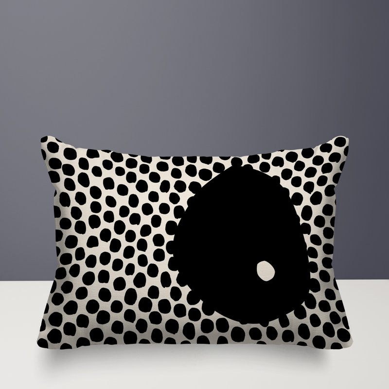 Coussin lombaire réversible intérieur / extérieur Jai Abstract, H 14 po x l 20 po, Noir