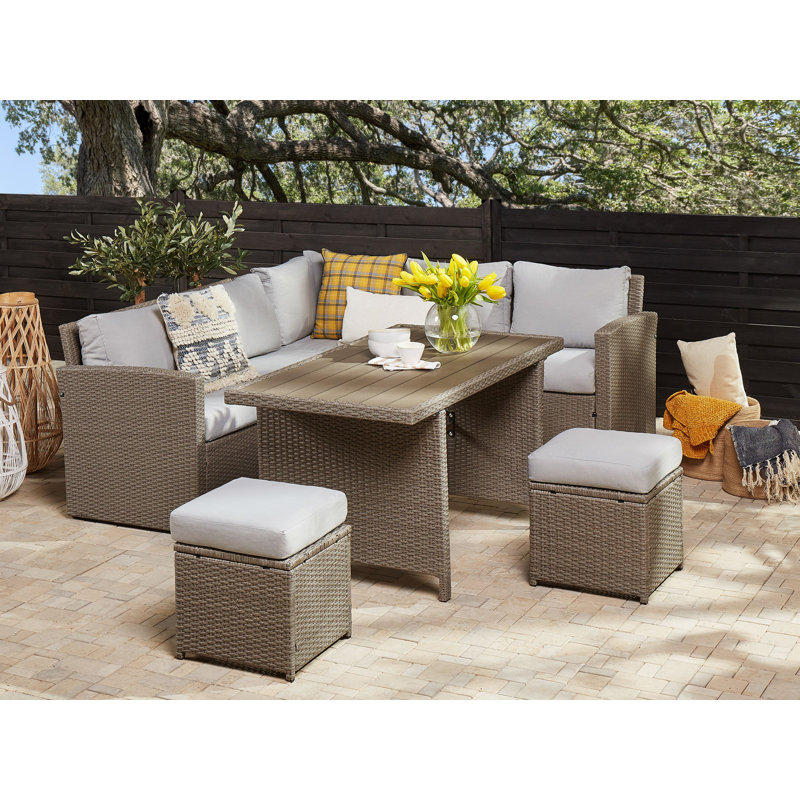 Anuar 5 - Person Seating Group with Cushions, Taupe, Grey