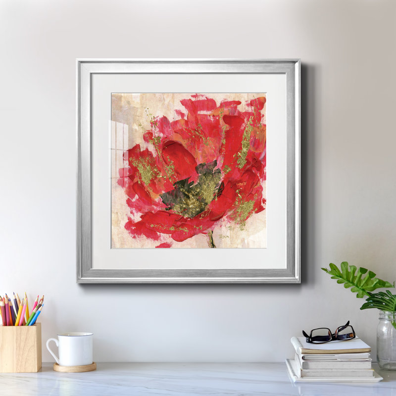 Infusion rouge II - Reproduction d'art sur papier encadré, H 30,5 po x l 30,5 po x P 1,5 po, Papier avec cadre argenté