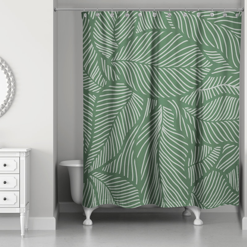 Rideau de douche simple Krol, Floral vert foncé