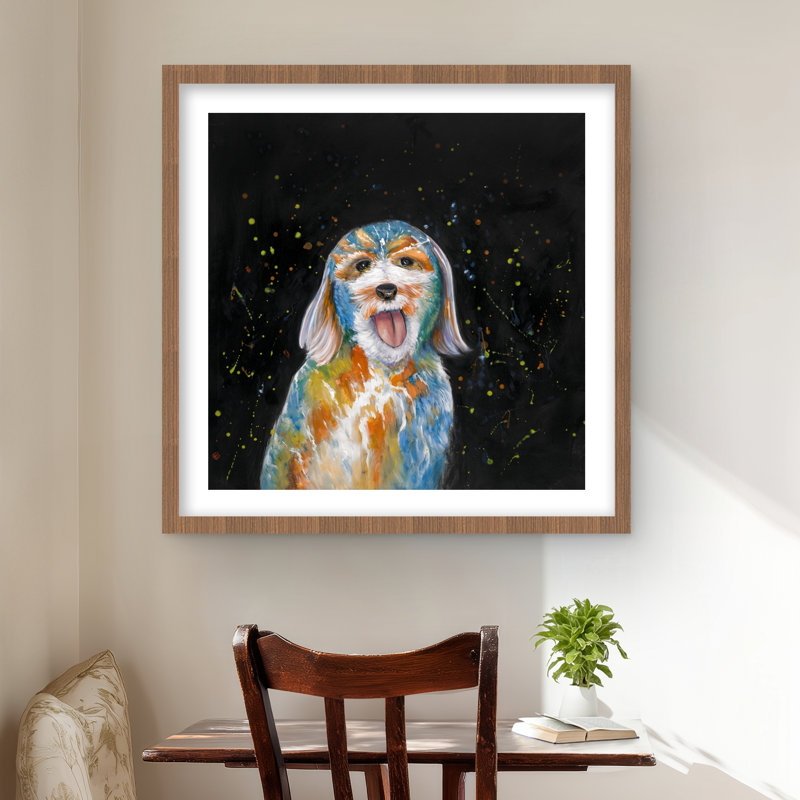 Abstrait Labradoodle - reproduction encadrée mate pour la décoration intérieure, Brun, H 24 po x l 24 po