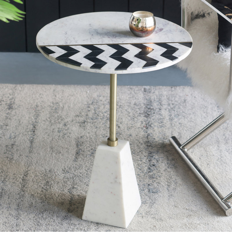 Table de bout piédestal en marbre véritable