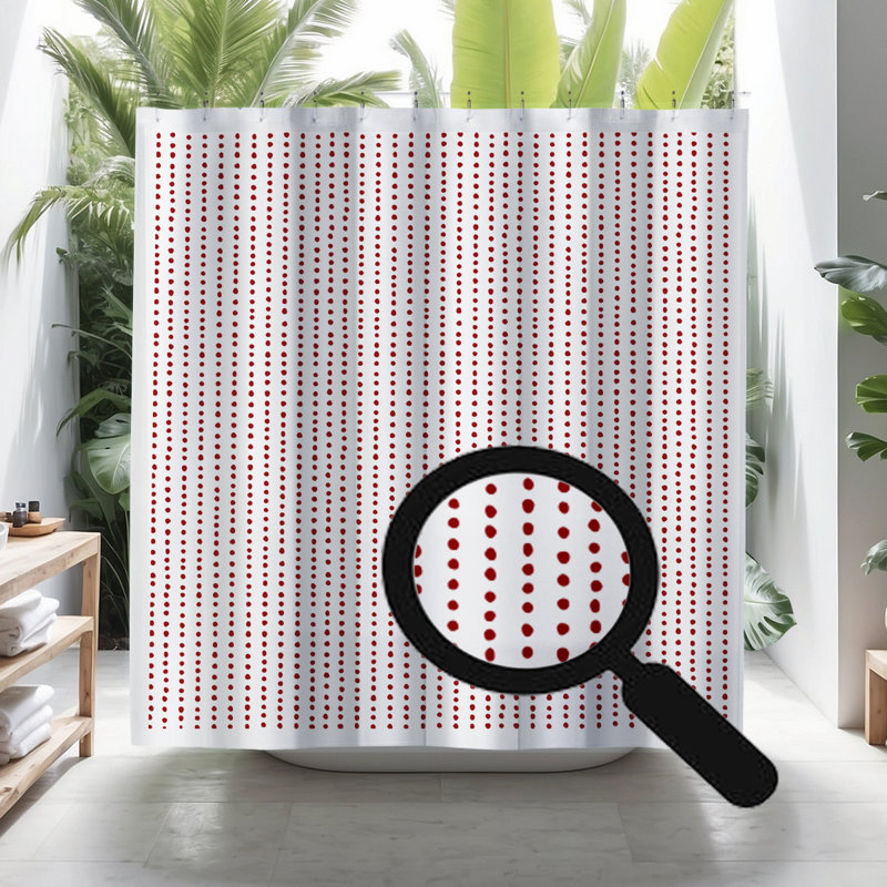 Thora Dots Mid-Century Shower Curtain, Red