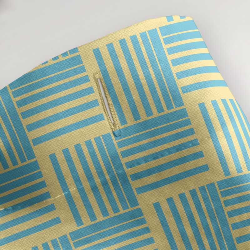 Rideau de douche simple basketweave rayures classic, Jaune / bleu sarcelle