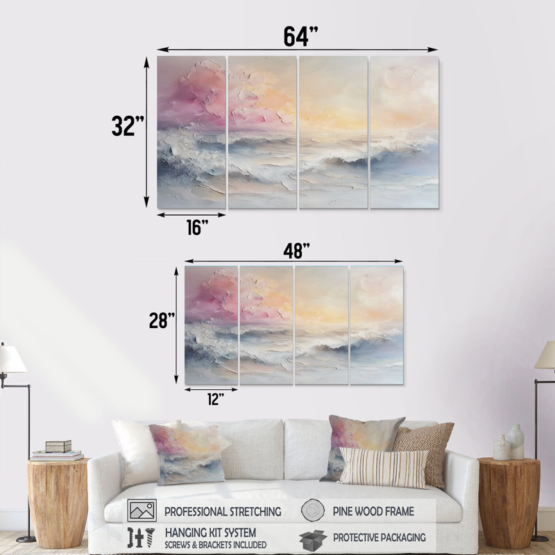 Aurin - Art mural côtier - Art mural nautique sur toile, 4, H 28 po x l 48 po