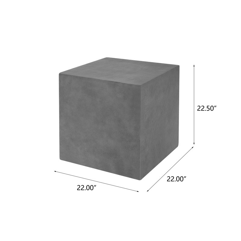 Table d'appoint carrée en béton léger d'intérieur / extérieur Alphonse, Charcoal
