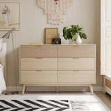 Commode 6 tiroirs en bois naturel - Surface rayée