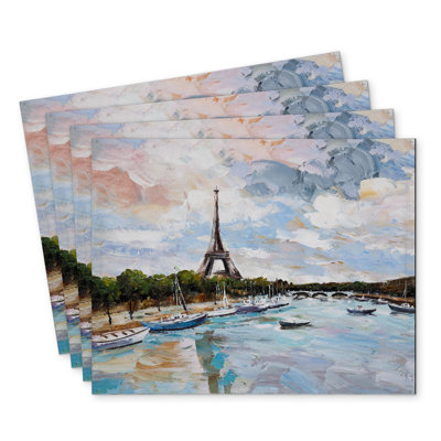Polyester Orlane Set of 4 | Boats on the Seine at Paris Decor